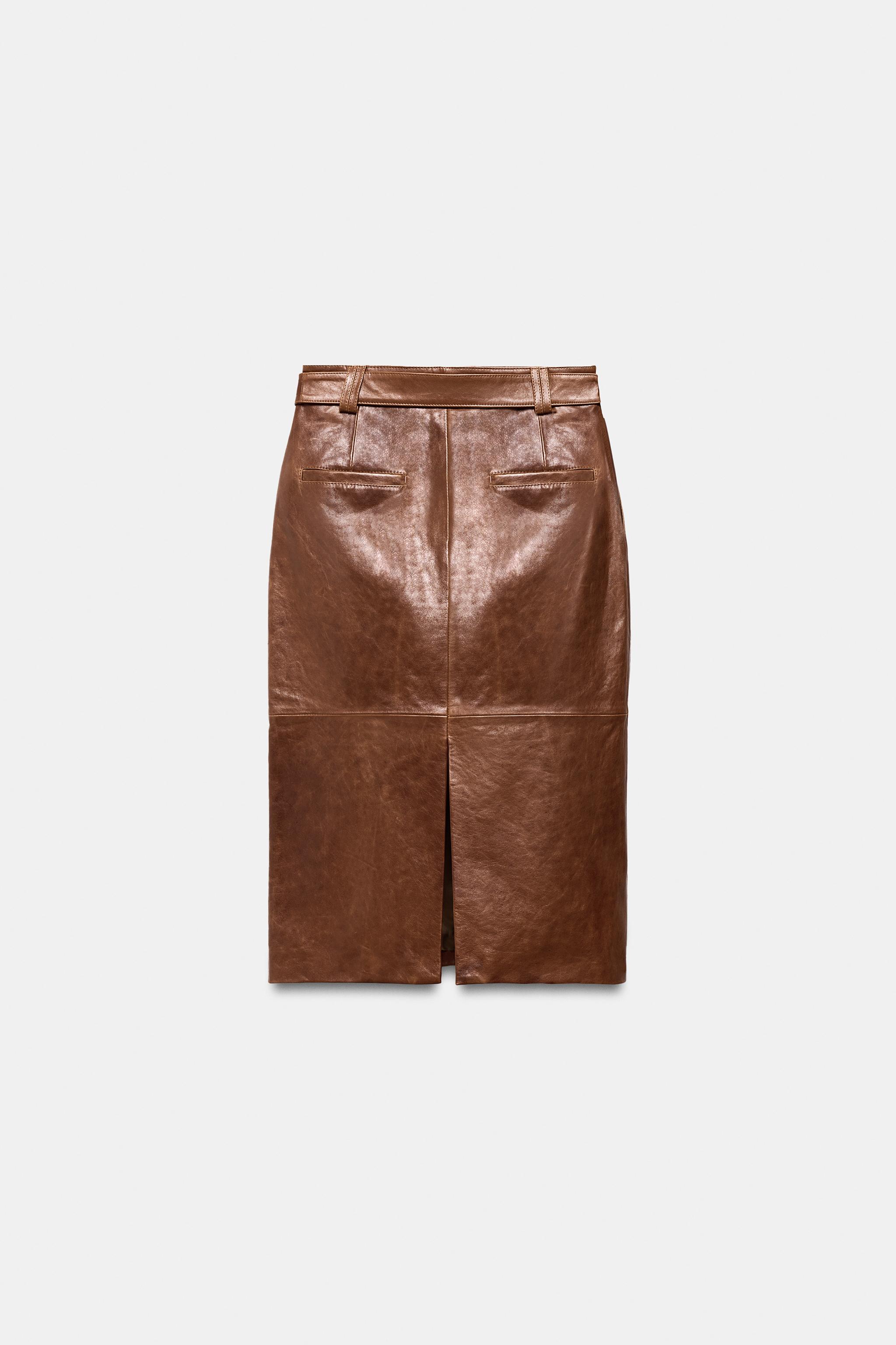 100% LEATHER PENCIL SKIRT ZW COLLECTION LIMITED EDITION